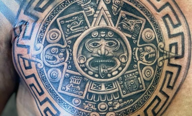 Aztec calendar tattoo design
