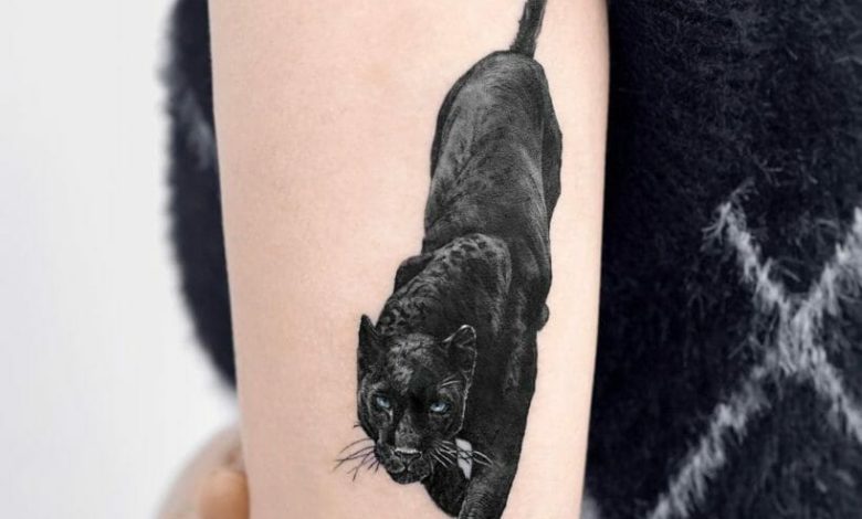 Panther Wild Animal Nature Illustration Art Tattoo - Panther - Sticker |  TeePublic