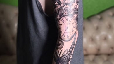 Clock and compass tattoo designs