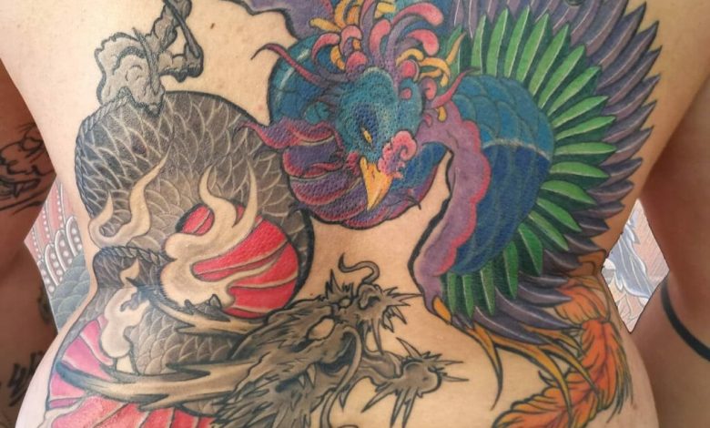 Dragon and phoenix tattoo designs