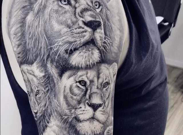 Lion and cubs tattoo designs