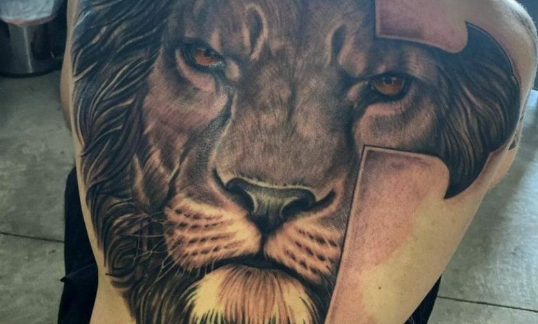 Lion cross tattoo designs