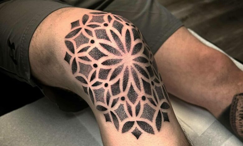 Mandala knee tattoo design