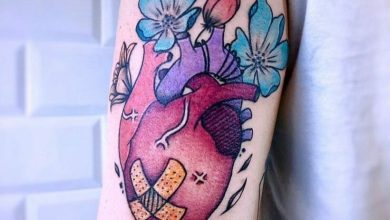 Simple flower heart tattoo designs
