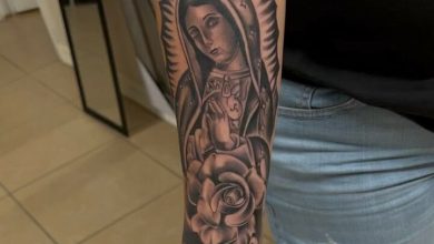 Traditional mother mary tattoo design